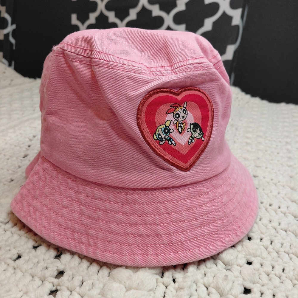 Powerpuff Girls Pink Bucket Style Adult Hat Cap Nostalgic Cartoon Cosplay Y2K
